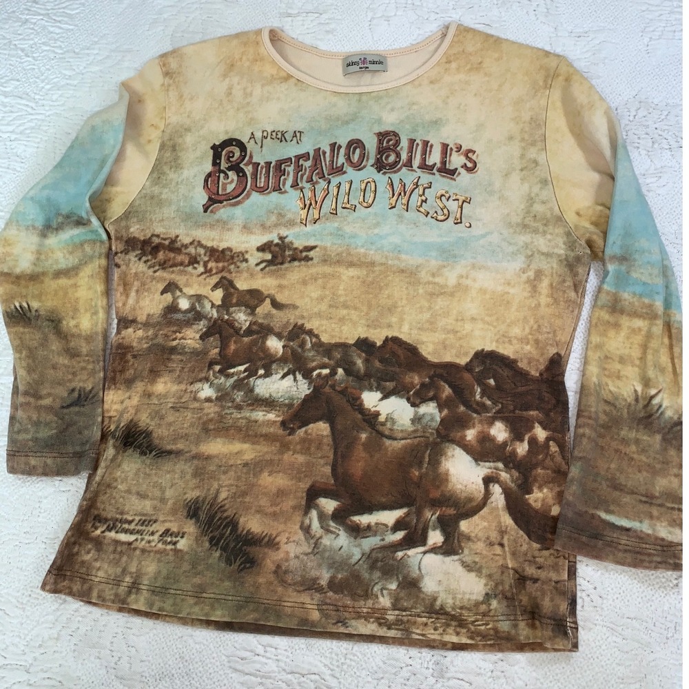 Skinny Minnie Buffalo Bill's Wild West Embellished Horse Graphic Top Large